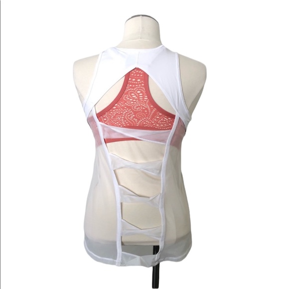 VICTORIA SPORT Twisted Mash Back Workout Tank Top Sleeveless White Sz XS - Picture 4 of 14